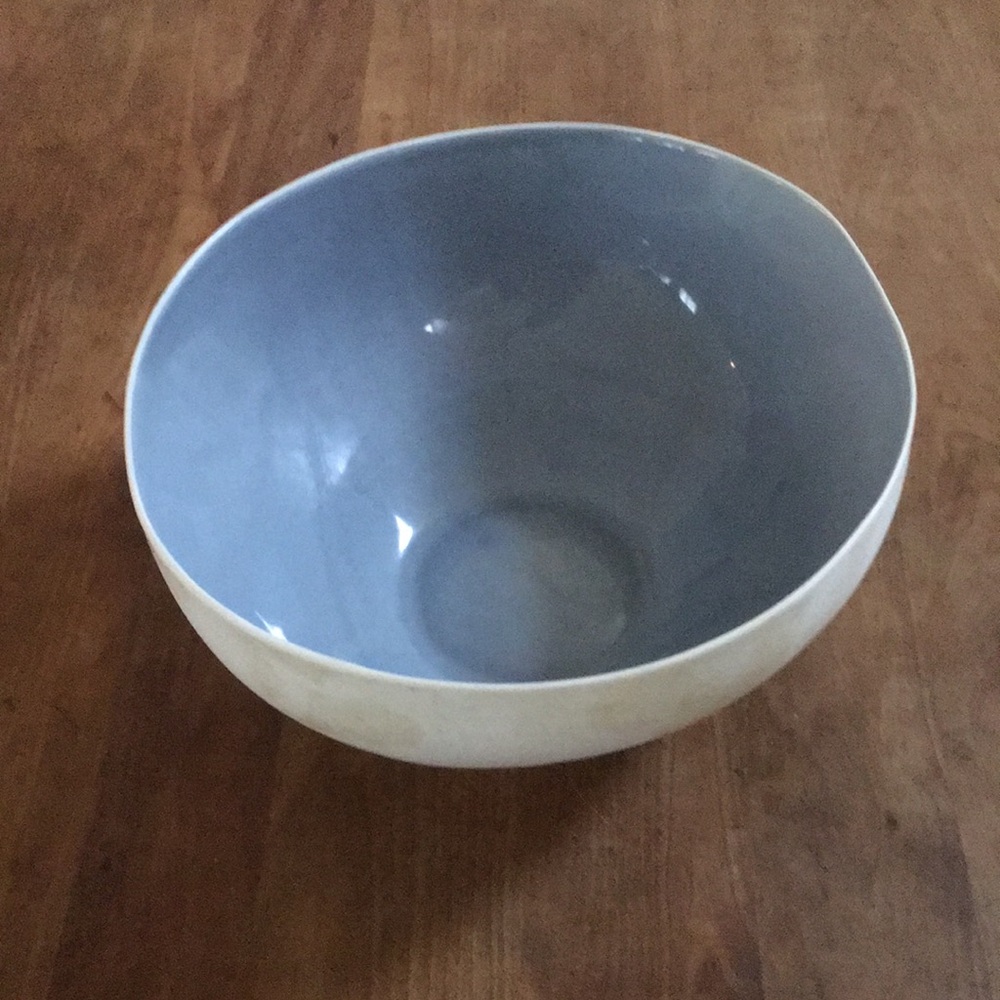 Classic Blue and Large White Ceramic Basin with Matching Pitcher Sold Separately